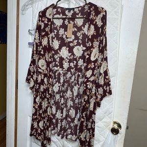 Floral maroon cardigan/sweater AEO size XS